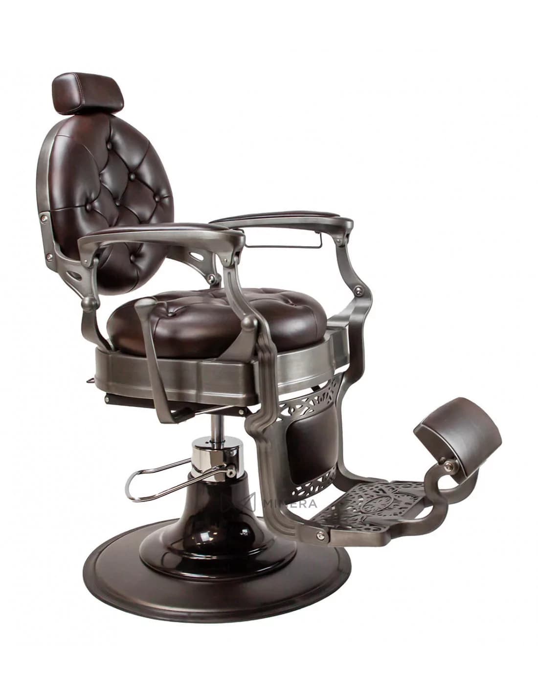 Retro barber křeslo MONET - lesklá hnedo-černá