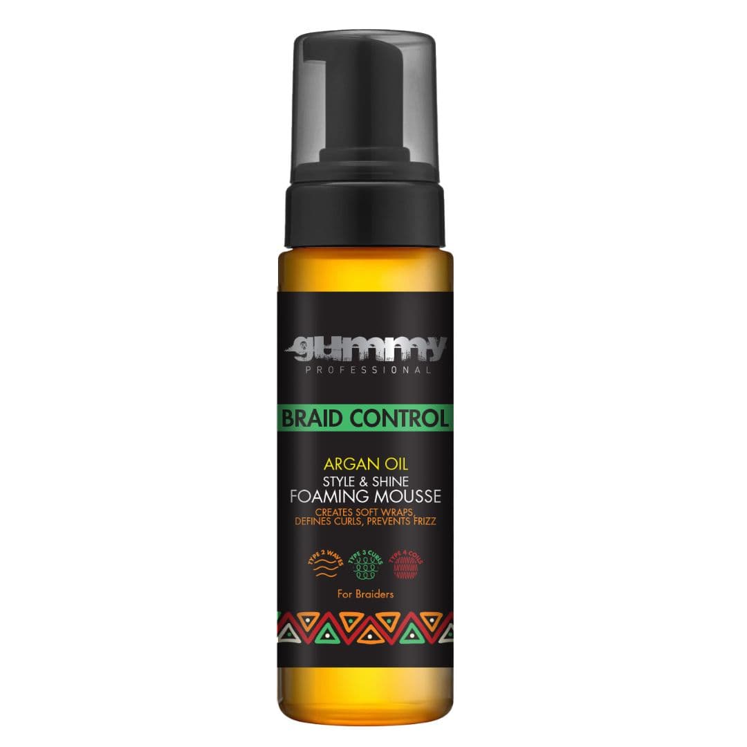 Gummy Braid Control Foaming Mousse - fixační pěna s arganovým olejem pro braid účesy ale také vlnité až kudrnaté vlasy, 200 ml