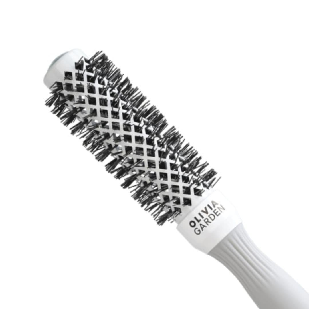 Olivia Garden BlowOut Shine White/Grey - keramický kartáč na foukání vlasů šedo-bílý T 20 - průměr 20mm