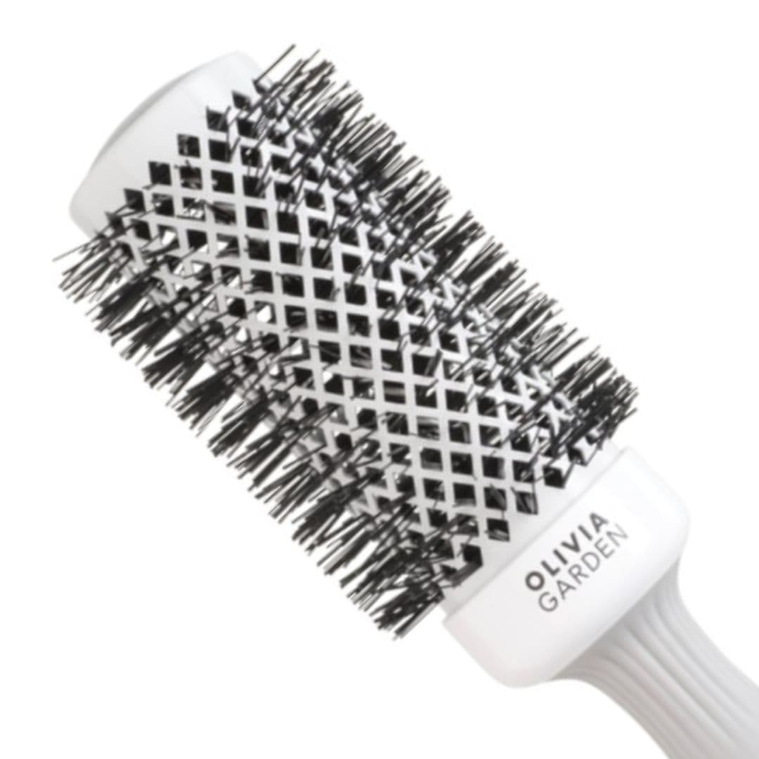 Olivia Garden BlowOut Shine White/Grey - keramický kartáč na foukání vlasů šedo-bílý T 45 - průměr 45 mm