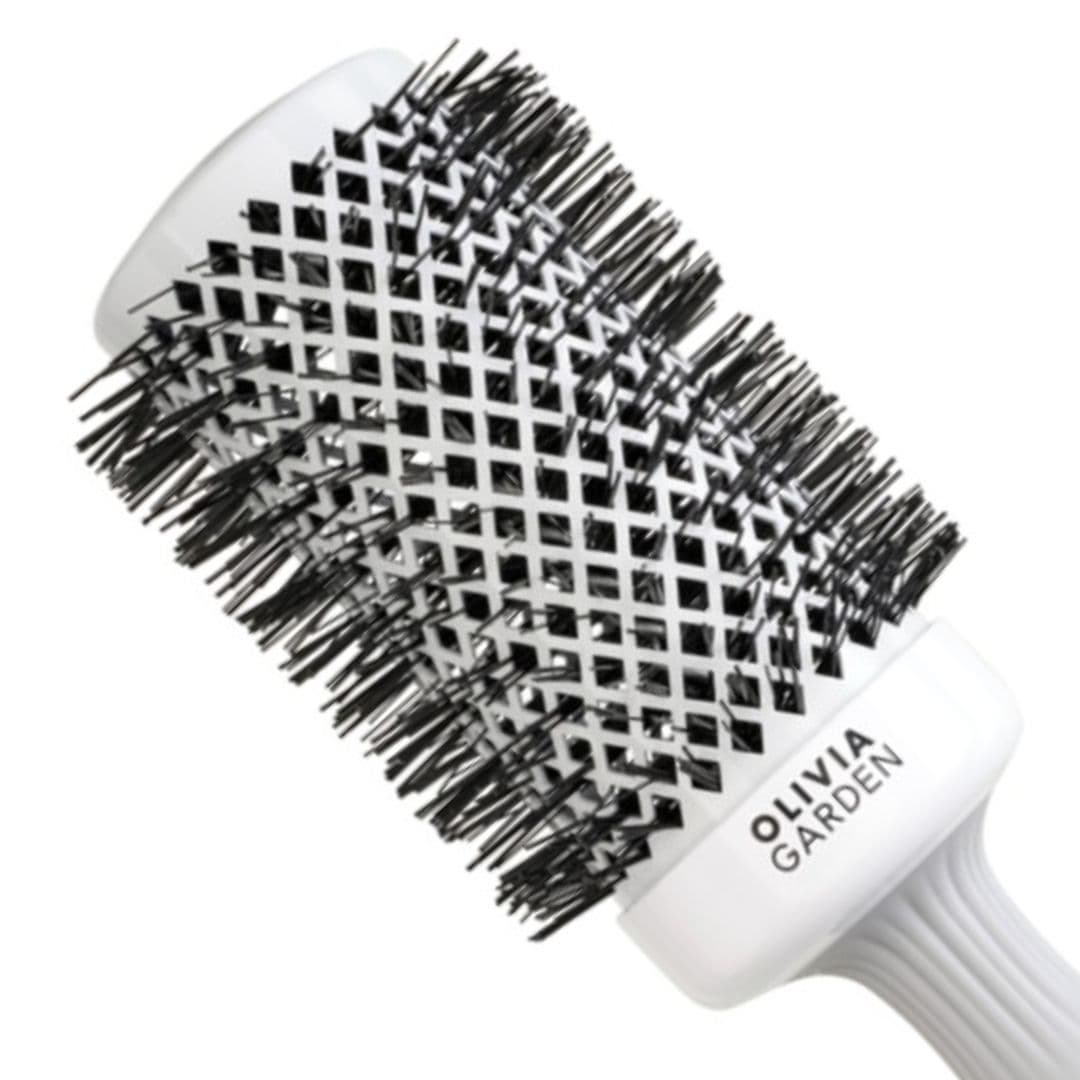 Olivia Garden BlowOut Shine White/Grey - keramický kartáč na foukání vlasů šedo-bílý T 55 - průměr 55 mm
