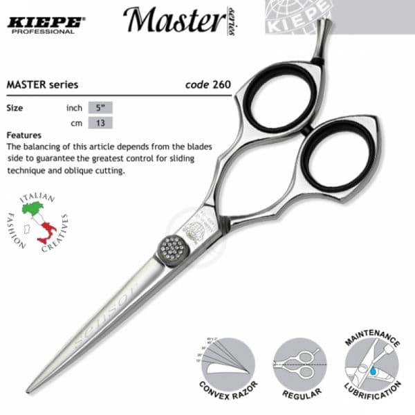 Kiepe FOUR STARS Master 260 Swarowski design - kadeřnické nůžky na klouzavé střihy VÝPRODEJ: 260/5 "Swarowski design