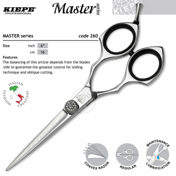 Kiepe FOUR STARS Master 260 Swarowski design - kadeřnické nůžky na klouzavé střihy VÝPRODEJ: 260/6 "Swarowski design