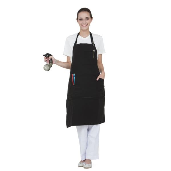 VÝPRODEJ: Wako zipper apron 5808 - kadeřnická zástěra, dlouhá s kapsami