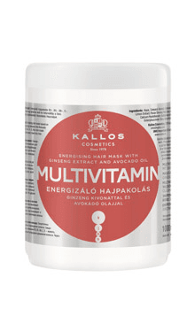 Kallos kjmn Multivitamin Mask - Energizující regeneračně - hydratační maska na vybledlé, oslabené a poškozené vlasy MULTIVITAMIN maska, 1000 ml
