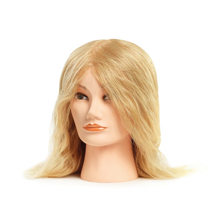 BraveHead 9866 Female Medium Blonde - cvičná hlava, 100% lidské vlasy, 35 - 40 cm