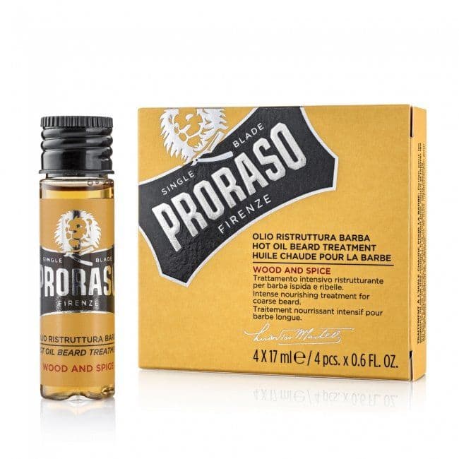 VÝPRODEJ: Proraso Hot Oil Beard Treatment Wood&Spice - horký olej na bradu, 4x17 ml