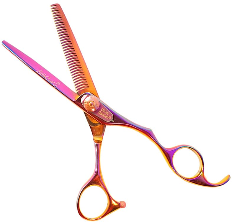 Olivia Garden SilkCut Shear Rainbow RT6.35 - kadeřnické efilační nůžky v limitované edici 6.35", pravá ruka