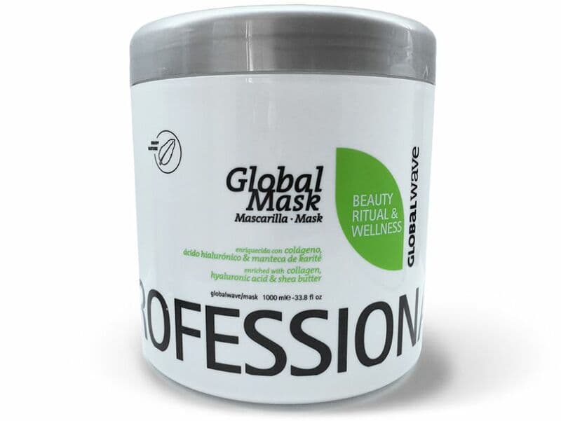 Broaer Global Mask Collagen, Hyaluronic Acid, Shea Butter - intenzivní maska pro obnovu poškozeného vlasového vlákna, 1000 ml