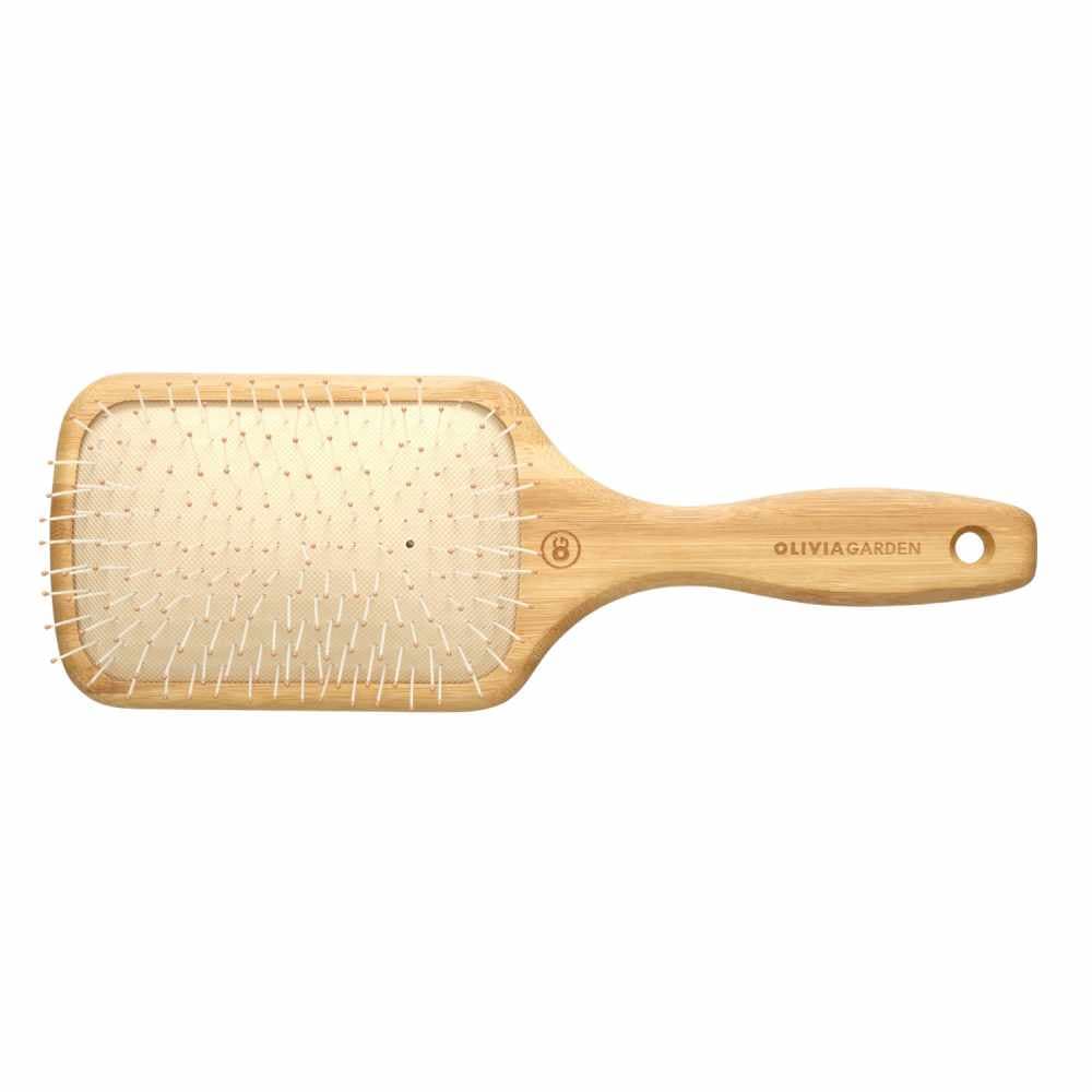 Olivia Garden Bamboo Touch Detangle Nylon L - plochý bambusový kartáč na vlasy