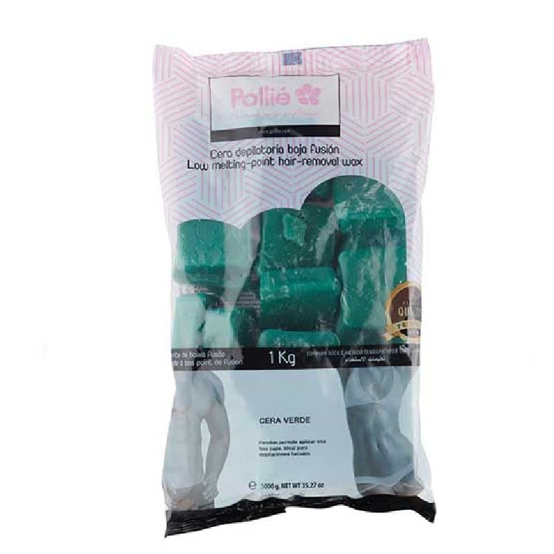 Pollié 06324 Green Low-Melting Wax - depilační vosk - zelený, 1 kg