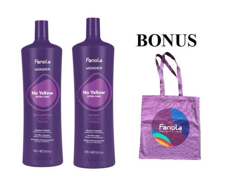 AKCE: Fanola Wonder No Yellow Shampoo a Mask - hydratační šampon a maska na neutralizaci žlutého odlesku, 1000 m + taška Fanola