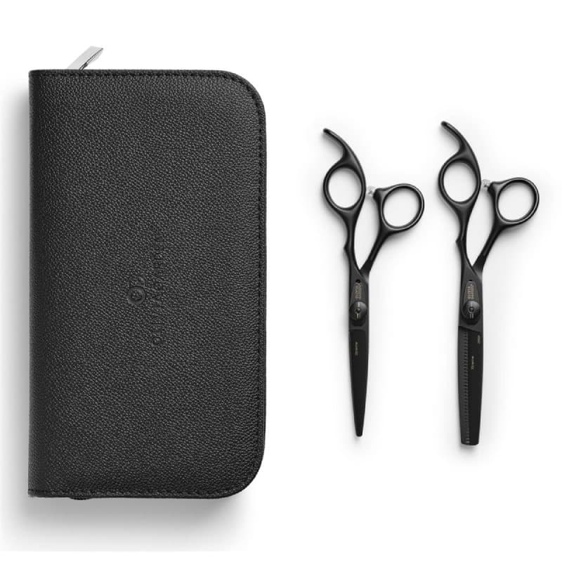 Olivia Garden Xtreme Set Matt Black - set nůžek na stříhání 575" a efilační nůžky 635"