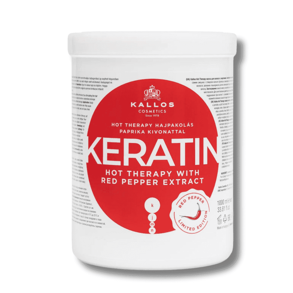 Limitka: Kallos Keratin With Red Pepper Extrakt Hair Mask - maska na vlasy s keratinem a extraktem papriky, 1000 ml