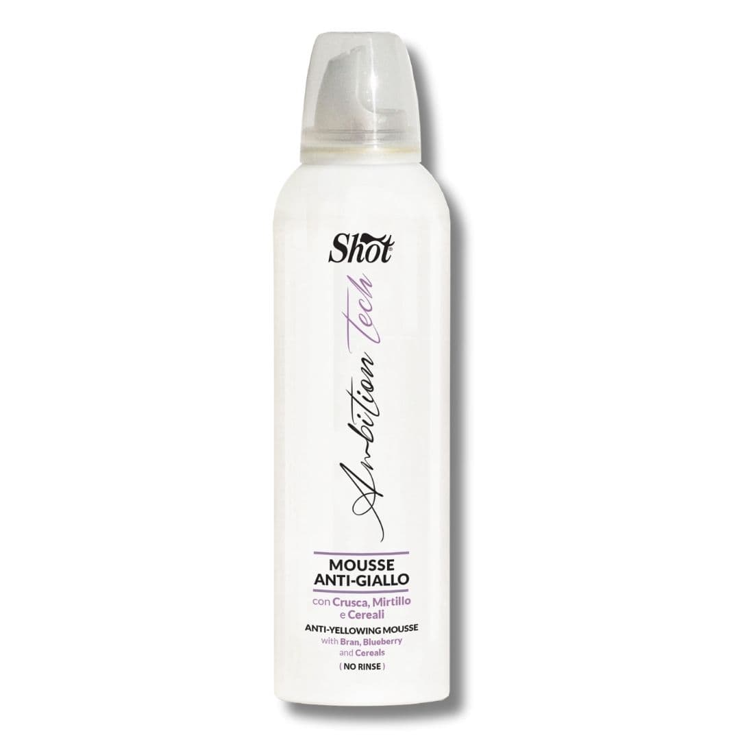 Shot Ambition Tech Anti-Yellowing Mousse with Bran, Blueberry, Cereals - výživná pěna proti nežádoucím žlutým odleskům, 200 ml