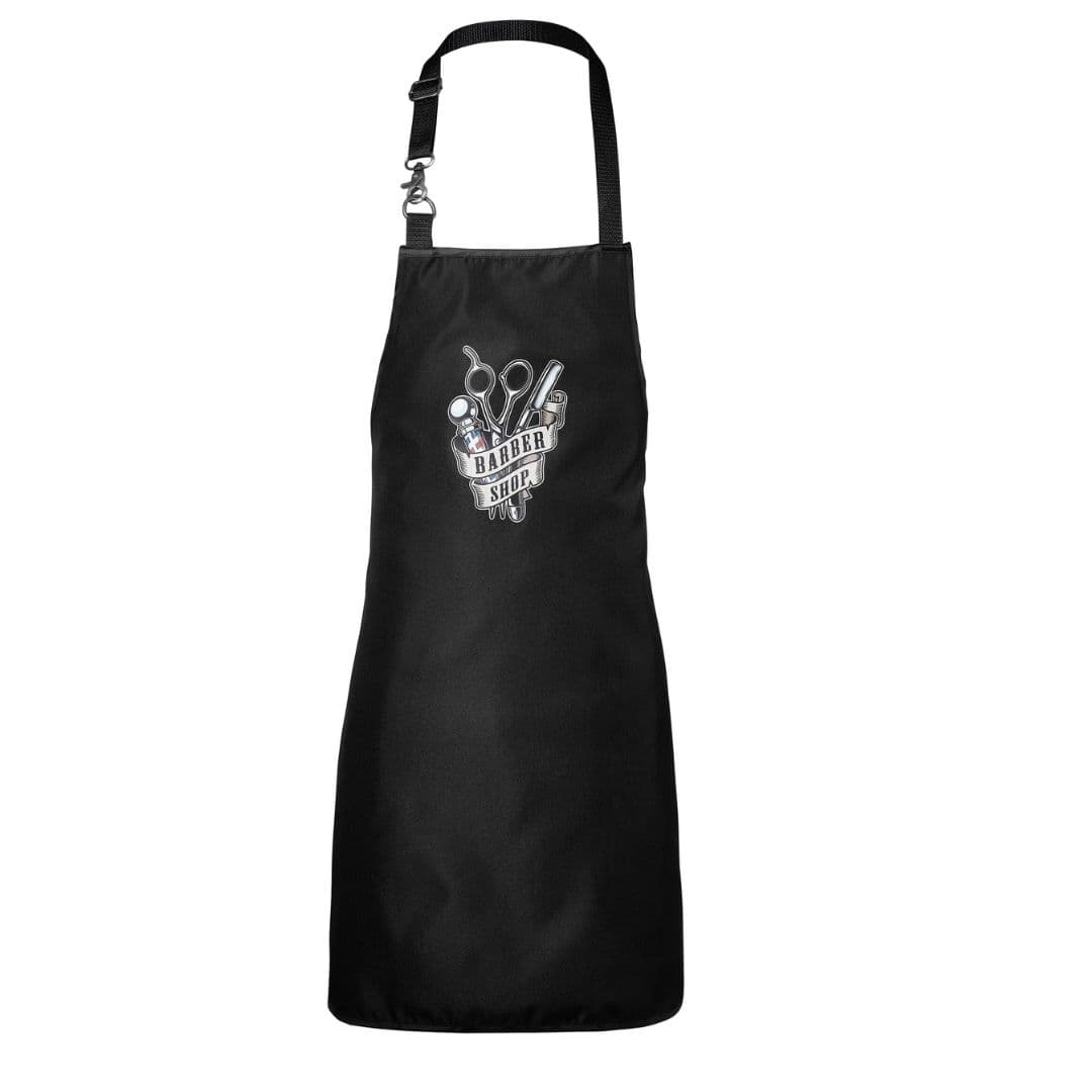 BraveHead 5392 Soft Apron BarberShop - černá zástěra s logem z jemného vzdušného materiálu