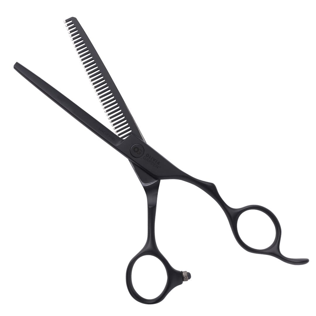 Olivia Garden SilkCut PRO MATT BLACK Thinner 6"35 - efilační nůžky v matné černé barvě 6" 35 zoubkové