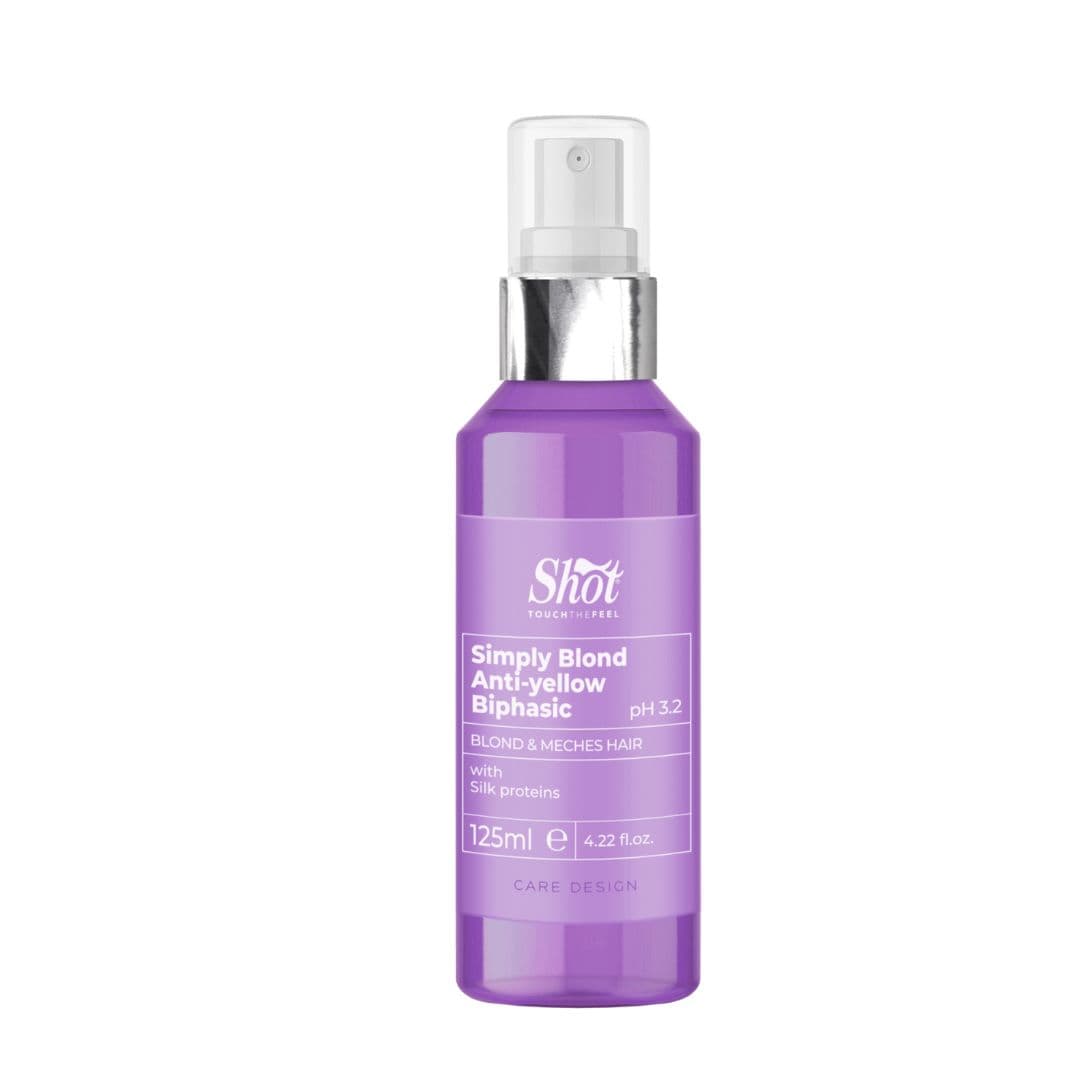 Shot Simply Blond Anti-Yellow Bi-Phasic - dvoufázový sprej s neutralizačním účníkem žlutého nádechu, 125 ml