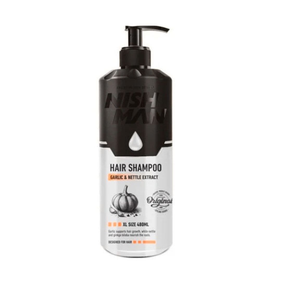 Nishman Garlic&Nettle Hair Shampoo - zpevňující šampon pro muže, 480 ml