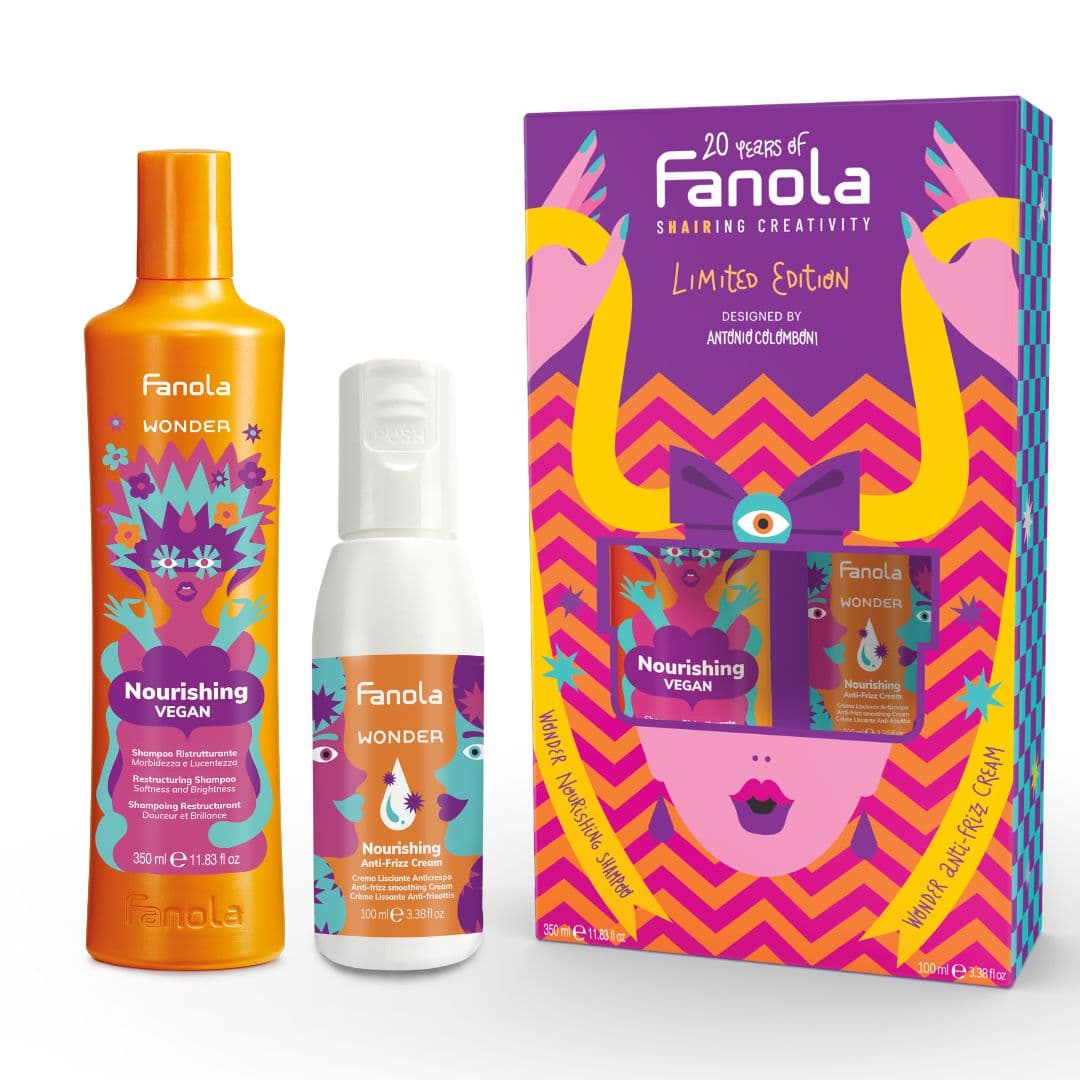 Fanola Celebration Edition Kit NOURISHING - výživný šampon, 350 ml a krém proti krepatění, 100 ml s dárkové krabičce s unikátním designem