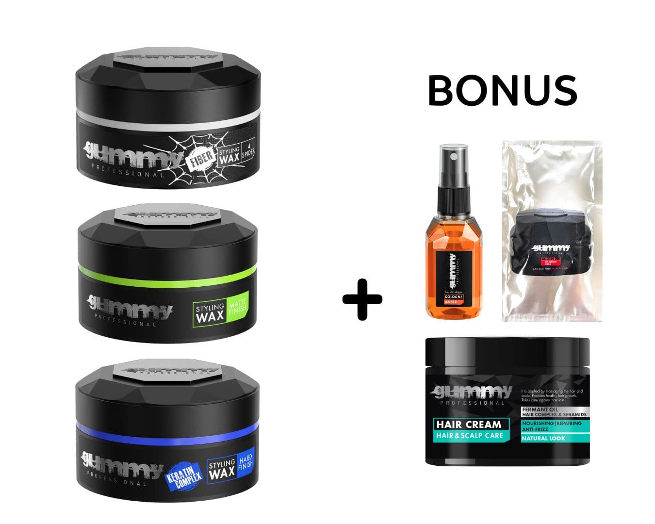 AKCE: Gummy Wax TRIO WAX + krém na vlasy (dle vlastního výběru) + kolínská, 50 ml + vzorek gelu, 10 ml