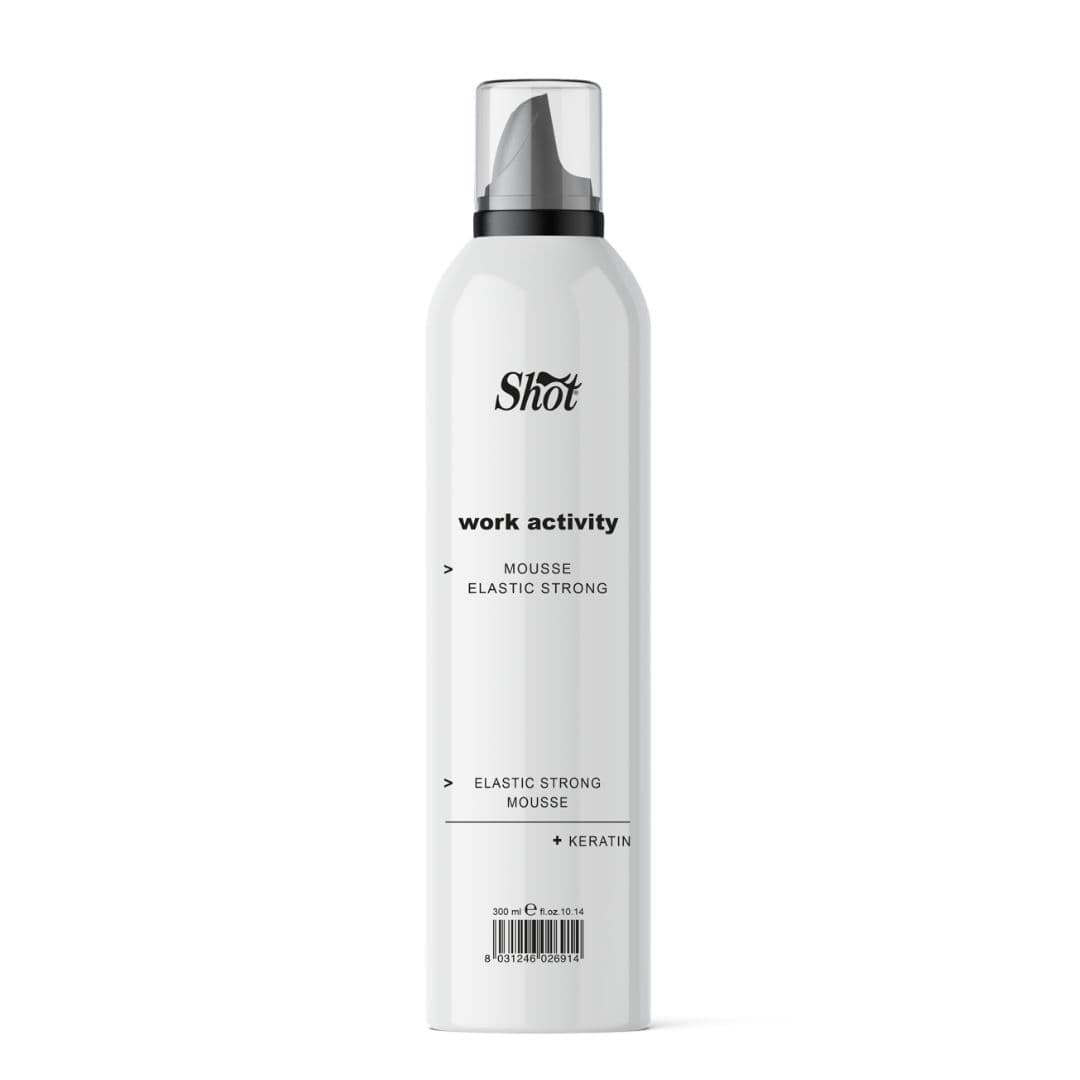 Shot Work Activity Mousse Elastic Strong - pěnové tuždilo s podporou elasticity vlasu a silnou fixací, 300 ml