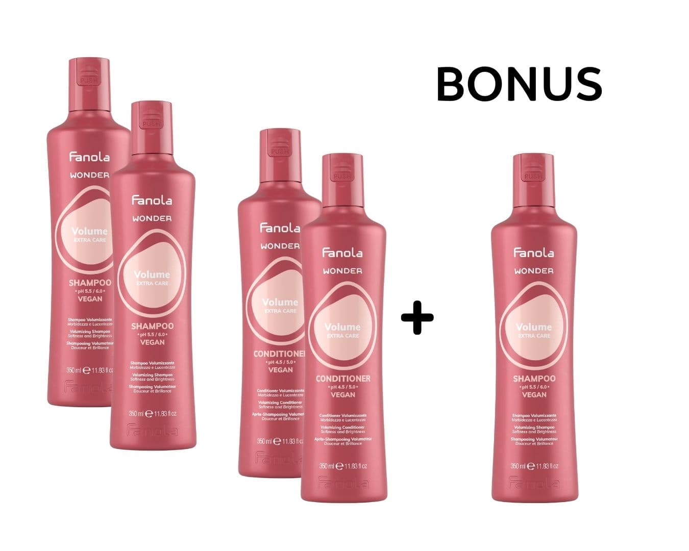 AKCE: Fanola Wonder Volume - objem pro jemné vlasy - 2x šampon, 2x kondicionér + šampon Volume, 350 ml