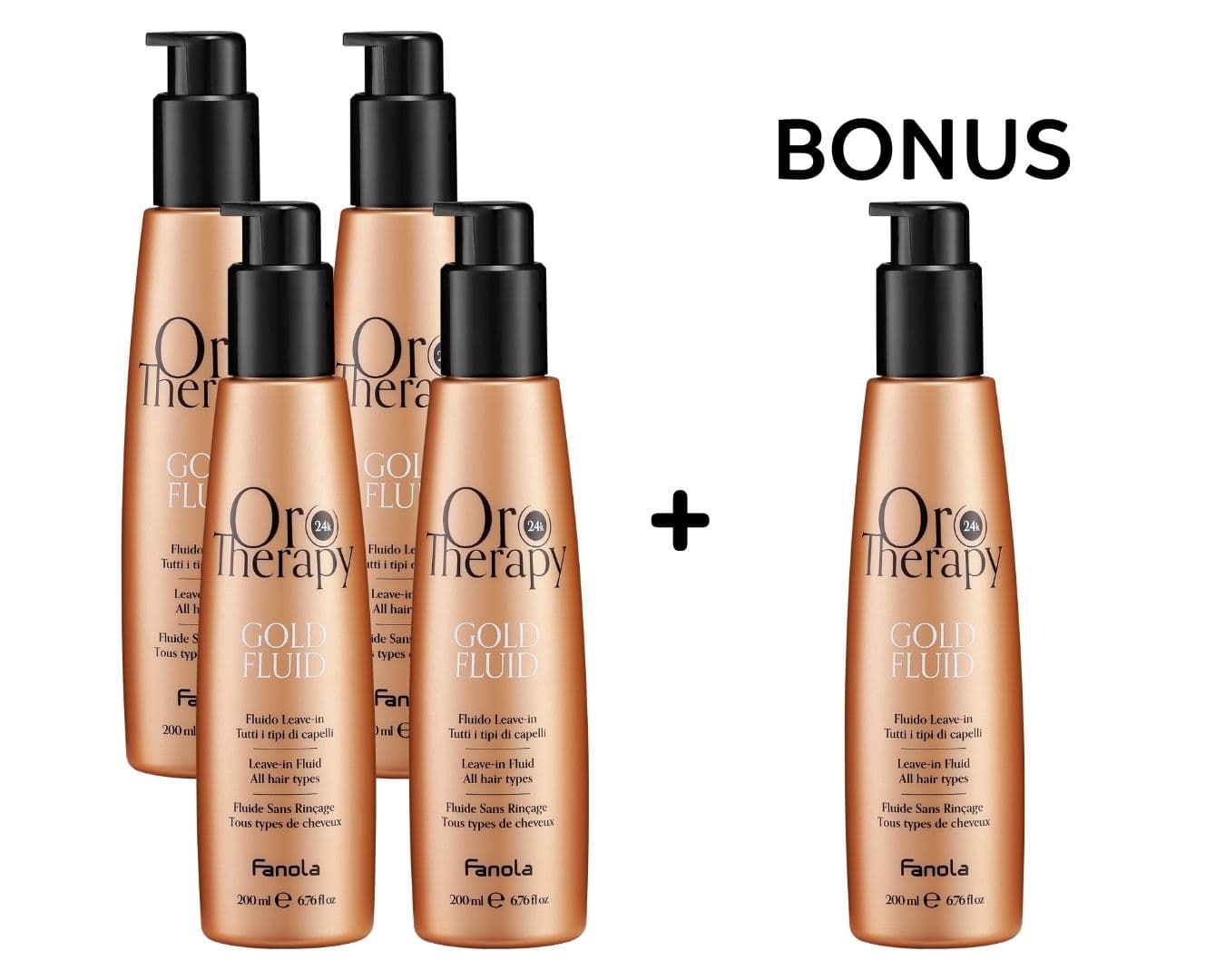 AKCE: 4+1 Fanola Oro Therapy Gold Fluid - bezoplachový rozjasňující fluid, 200 ml