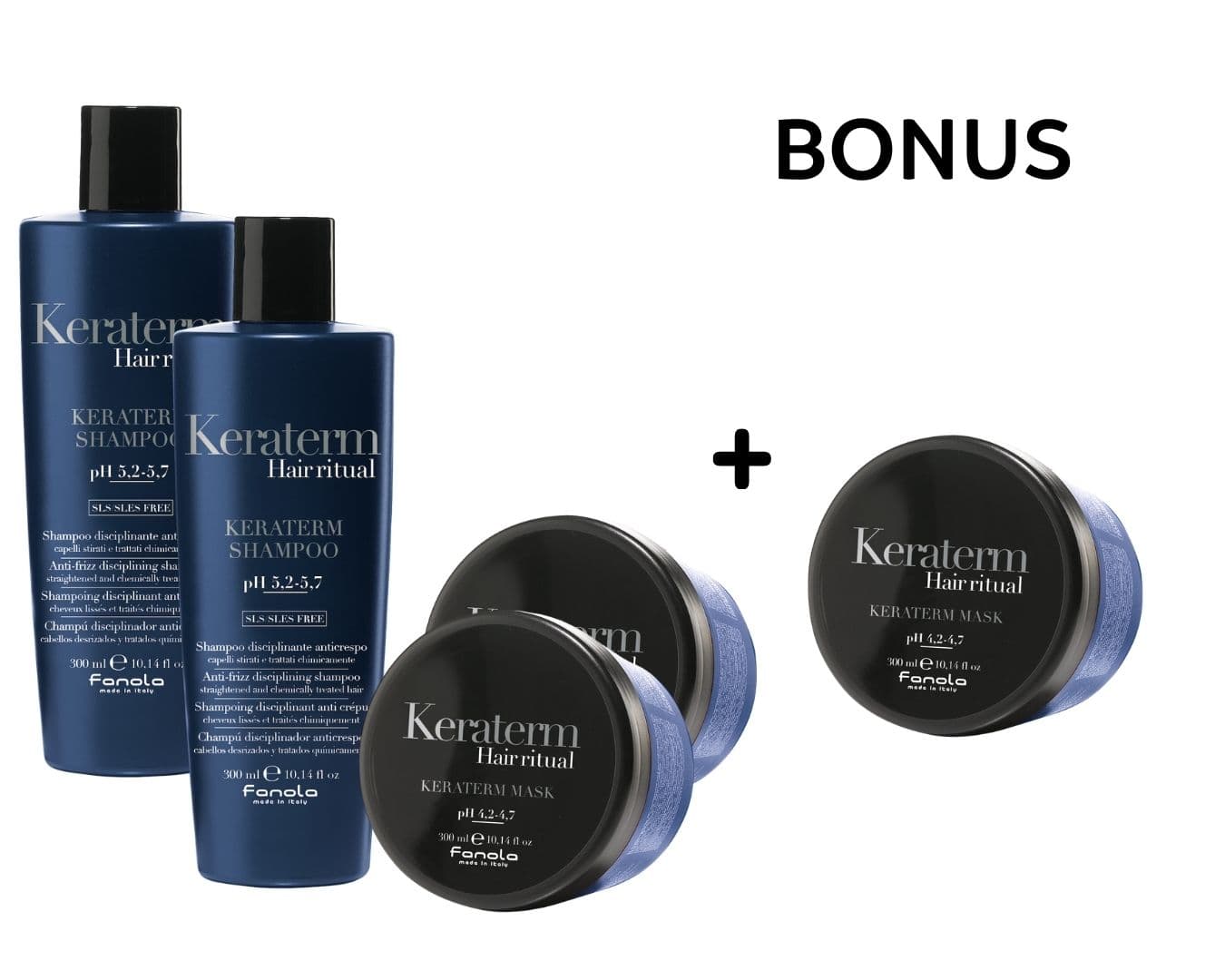 AKCE: Fanola Keraterm Shampoo a Mask - 2x šampón a 2x maska s keratinem s antifrizz efektem, 300 ml + maska, 300 ml