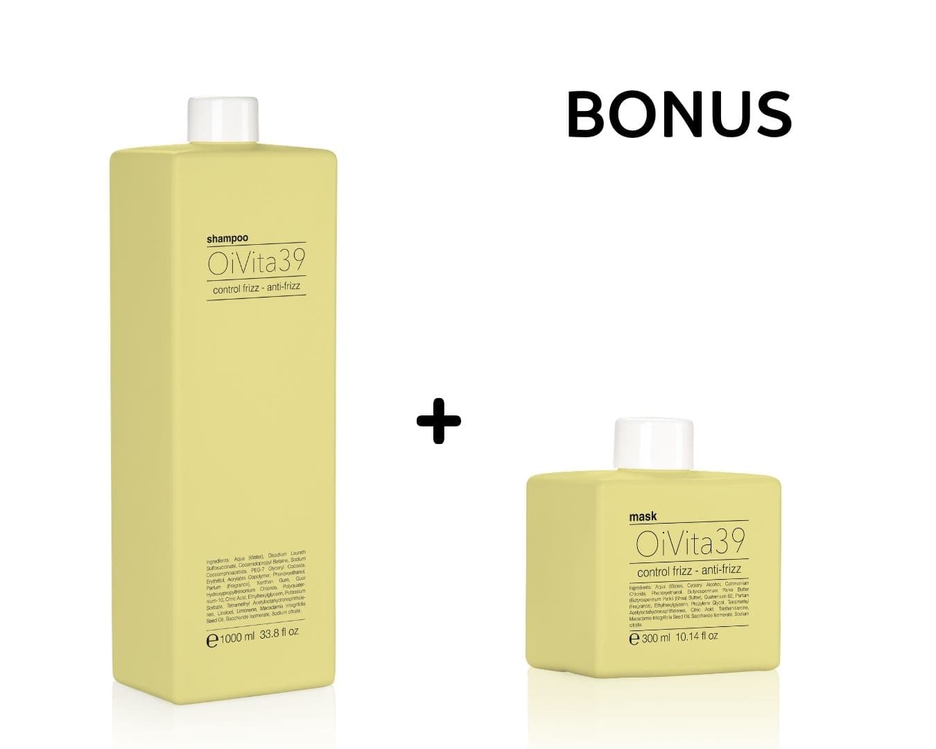 AKCE: OiVita39 Anti-Frizz Shampoo - šampon proti krepatění na disciplínu, 1000 ml + šampon/maska, 300 ml