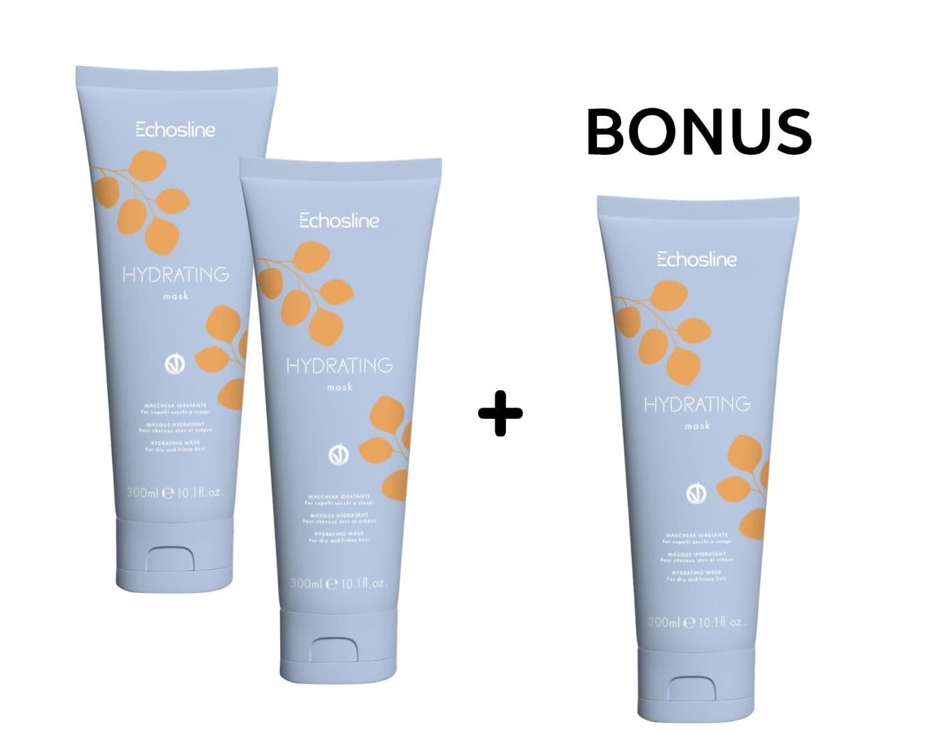 AKCE: 2+1 Echosline Hydrating Mask - hydratační maska pro suché a krepovité vlasy, 300 mlŇ