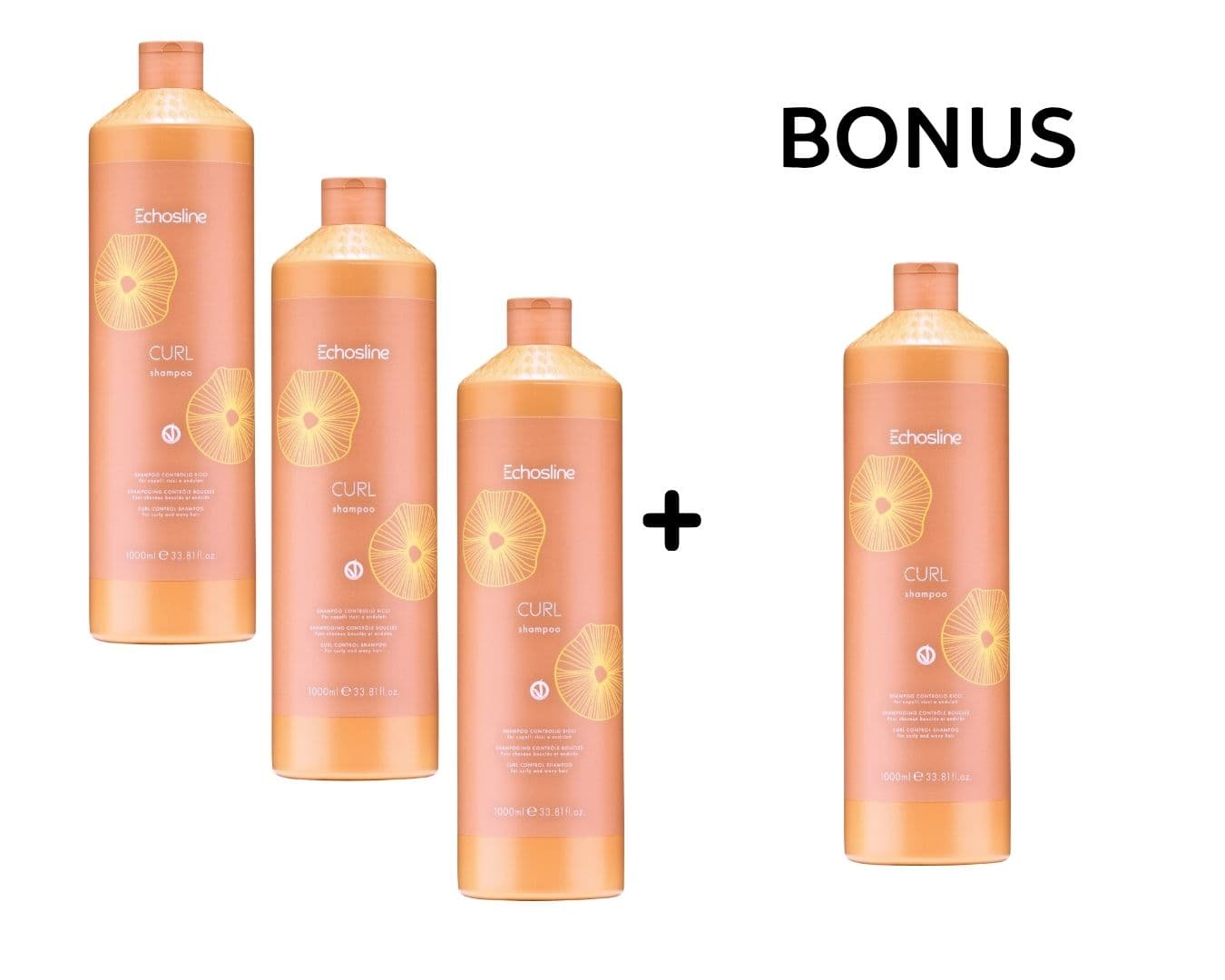 AKCIA: 3+1 Echosline Curl Shampoo - šampón pre vlnité a kučeravé vlasy, 1000 ml