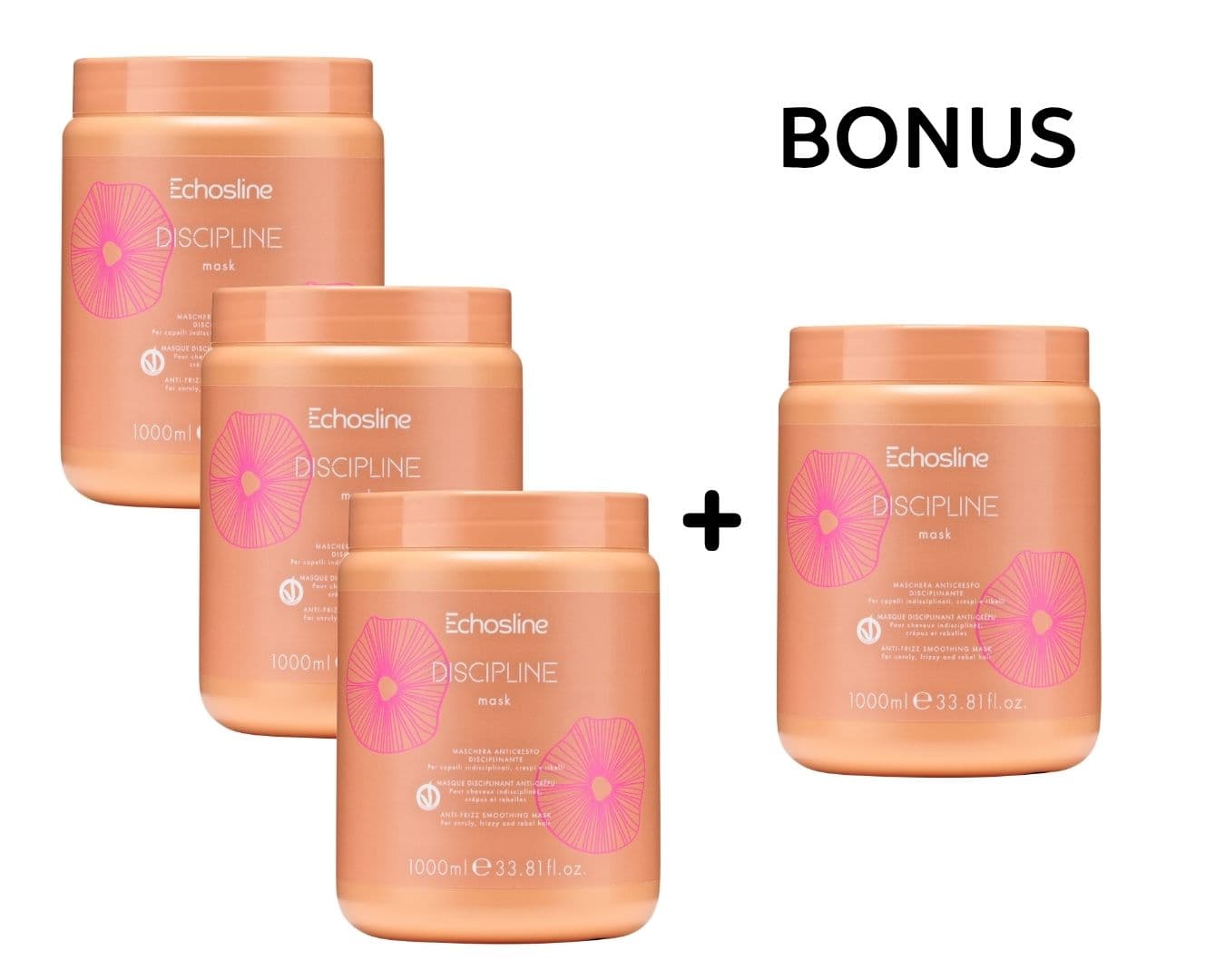 AKCE: 3+1 Echosline Discipline Mask - uhazující maska proti krepatění, 1000 ml