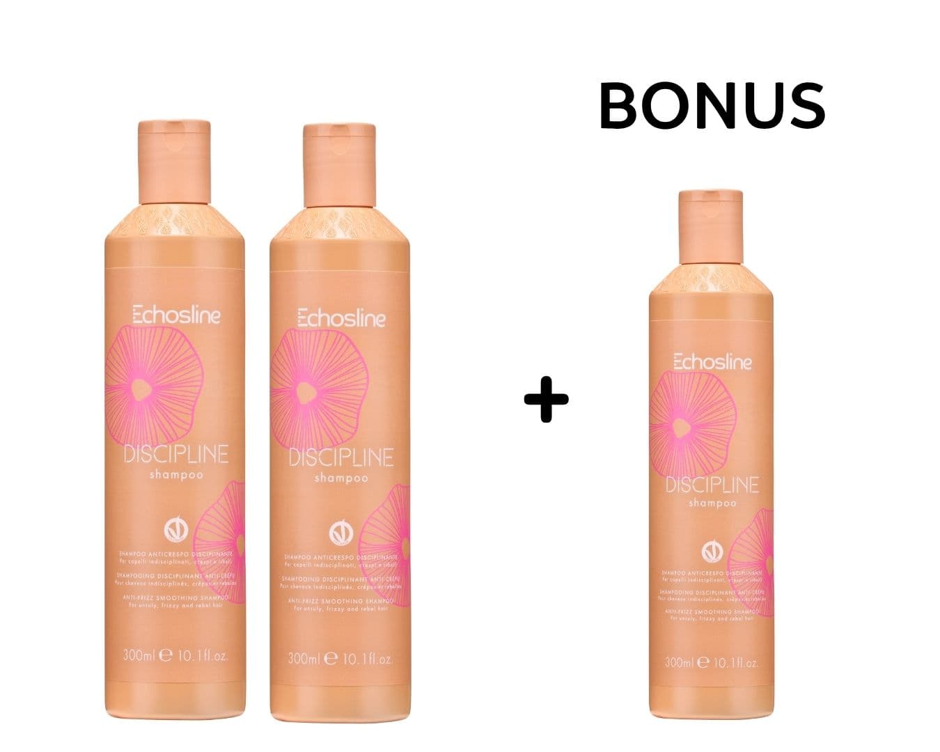 AKCE: 2+1 Echosline Discipline Shampoo - uhlazující šampon proti krepatění, 300 ml