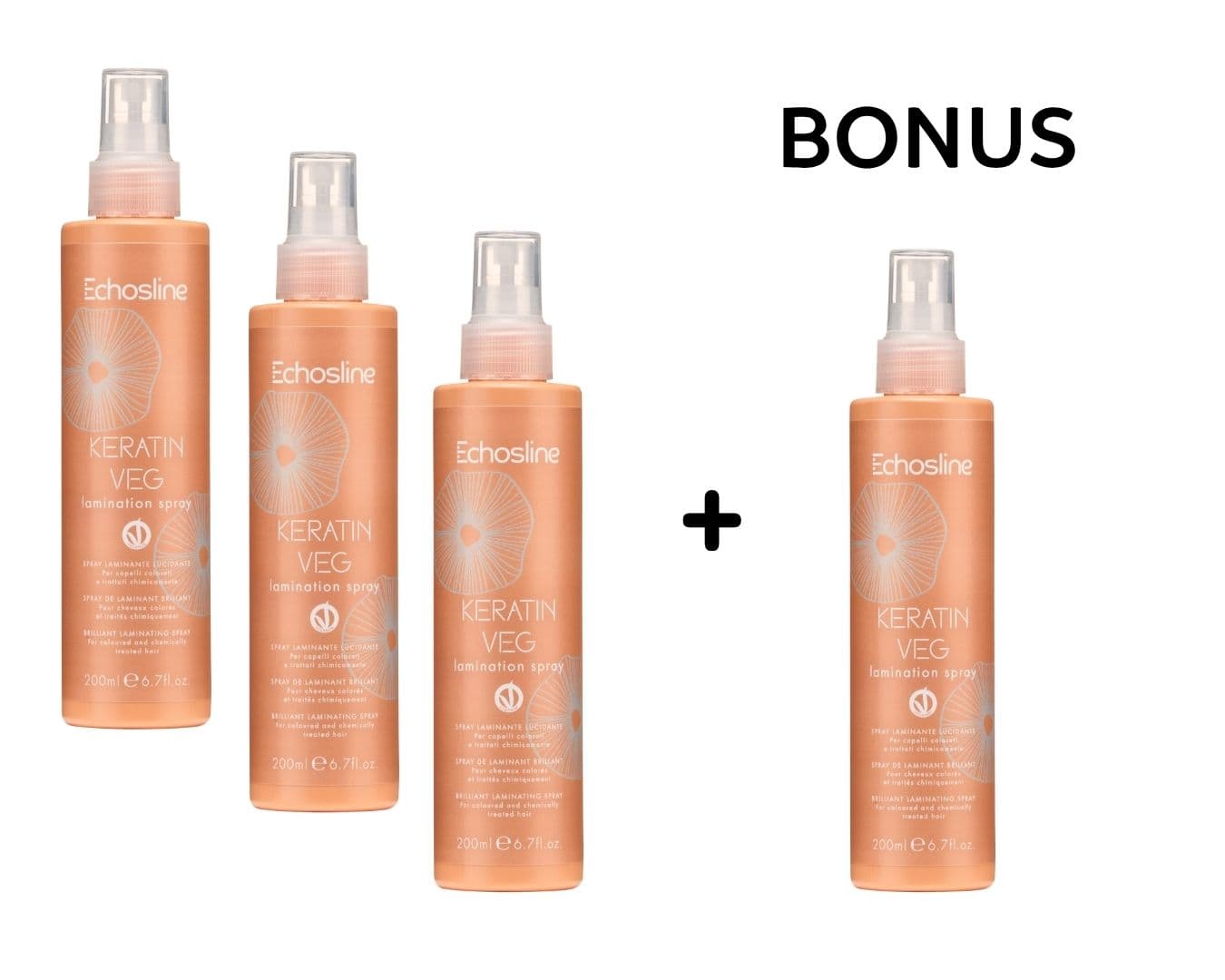 AKCE: 3+1 Echosline Keratin VEG Lamination Spray - laminační sprej, 200 ml