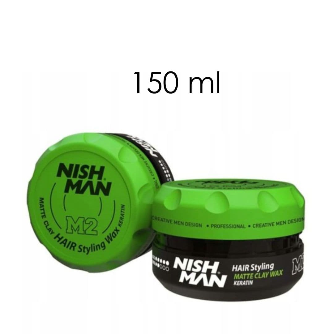 SALON SIZE: Nishman M2 Matte Clay Wax Keratin - matná hlína/vosk na vlasy se silnou fixací, 150 ml