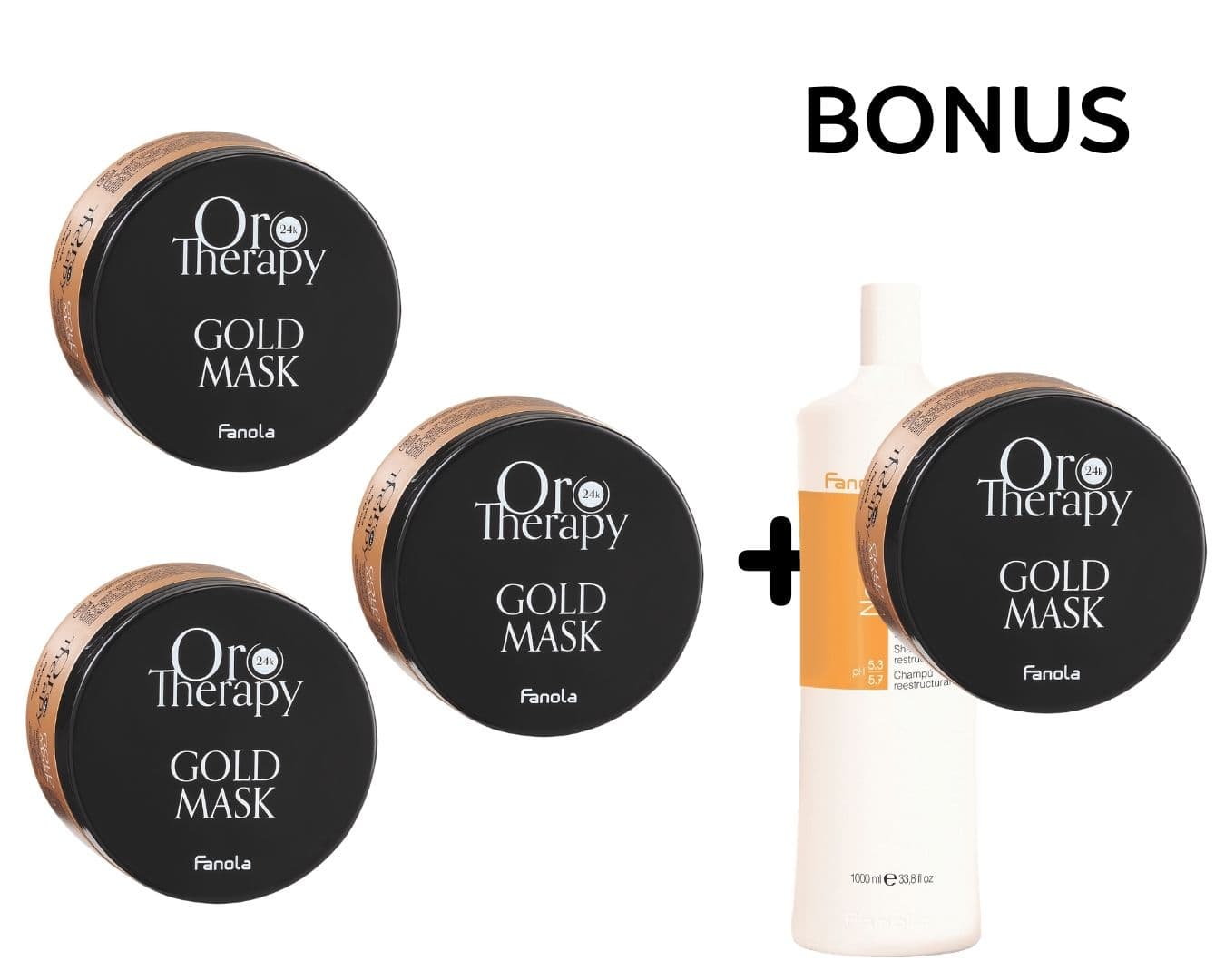 AKCE: 3+1 Fanola Oro Therapy Mask - regenerační maska na vlasy s 24k zlatem, 300 ml