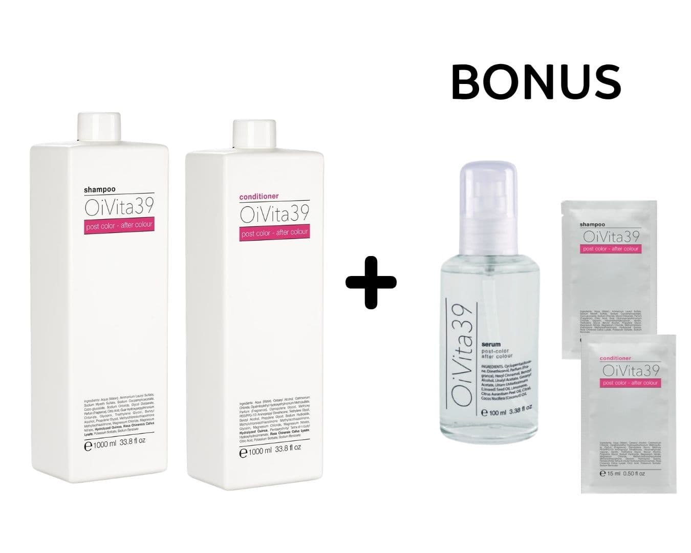AKCE: OiVita 39 Post Color - pro barvené vlasy - šampon, 1000 ml a kondicionér, 1000 ml + sérum Color, 100 ml + vzorky