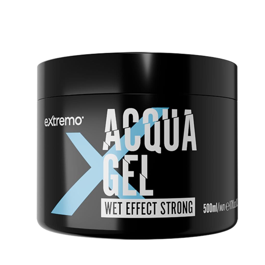 Extremo Acqua Gel Wet Effect Strong - gel na vlasy s mokrým efektem, výraznou pánskou vůní a střední fixací, 500 ml