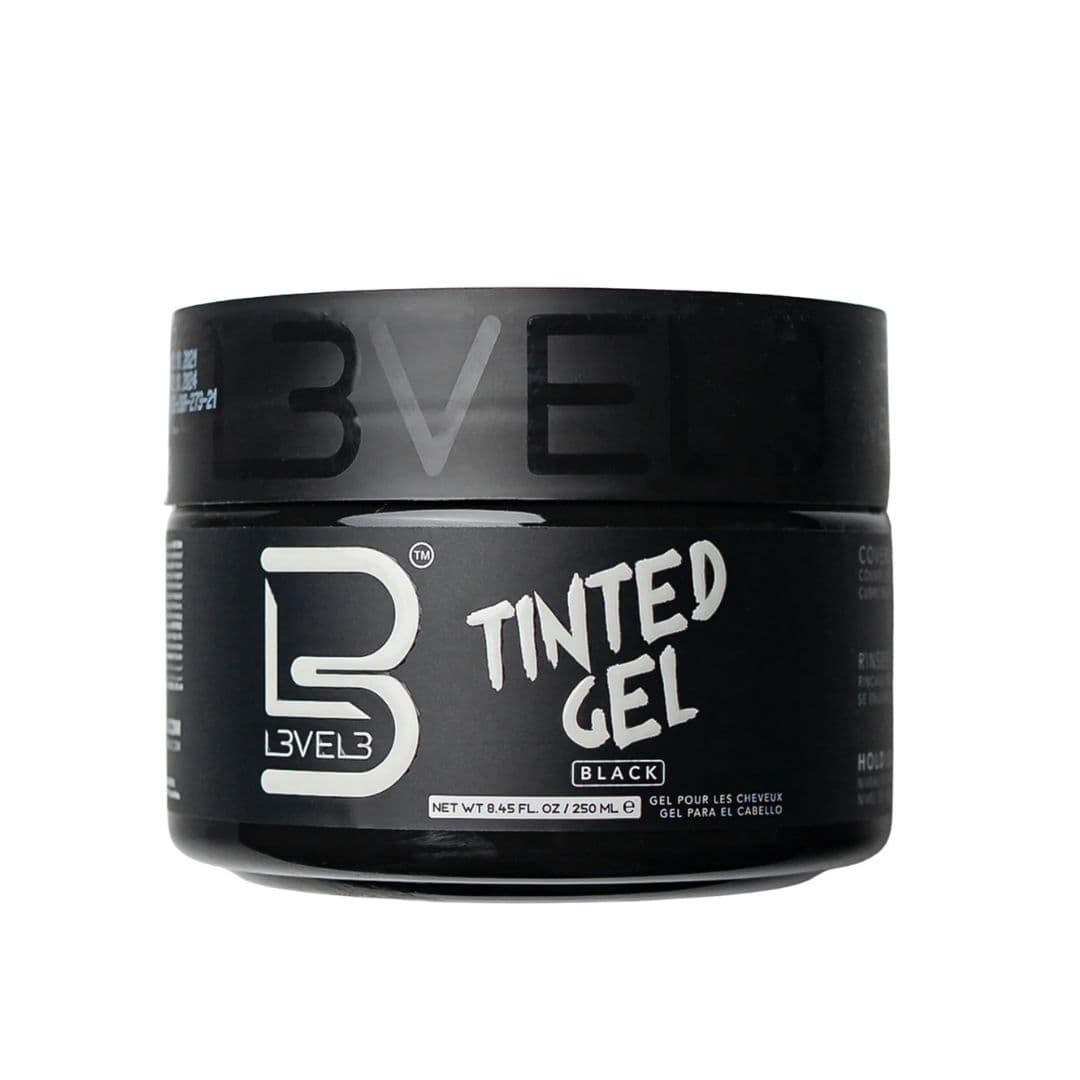 L3VEL3 Tinted Gel - černý gel na vlasy se schopností krytí šedin a střední fixací, 250 ml